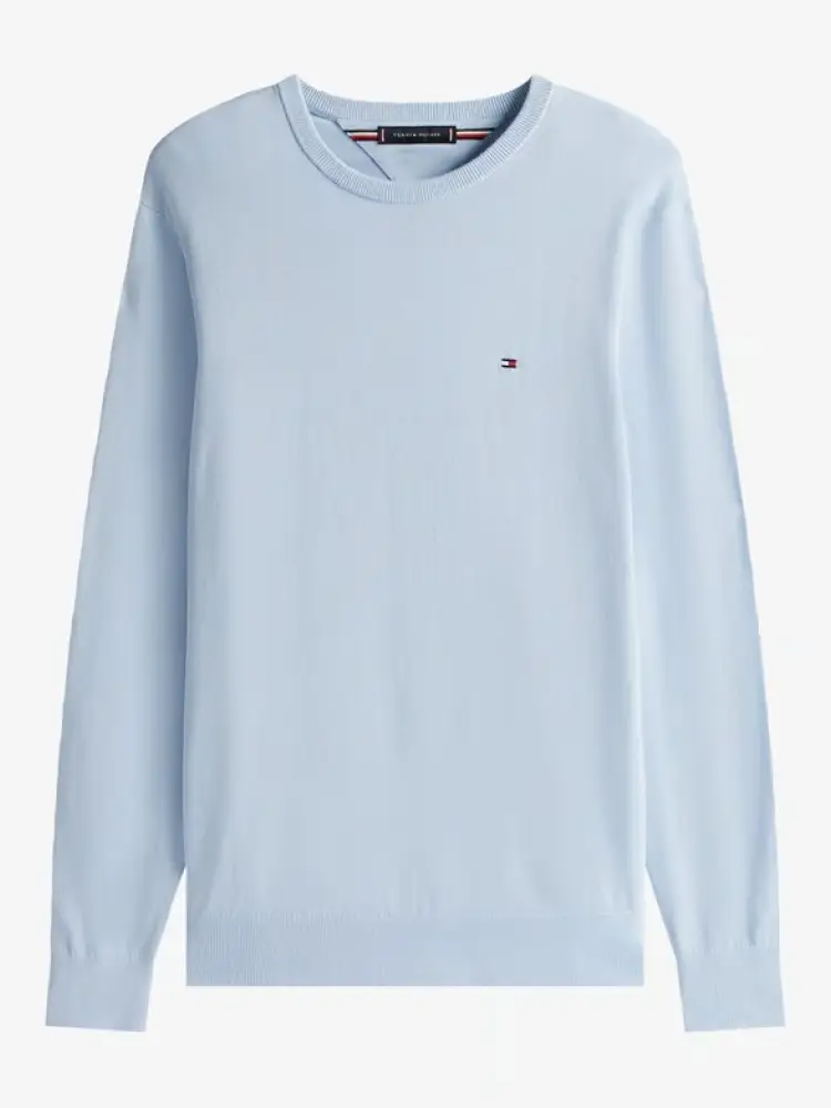 maglia celeste chiaro uomo in cotone mini logo sul petto