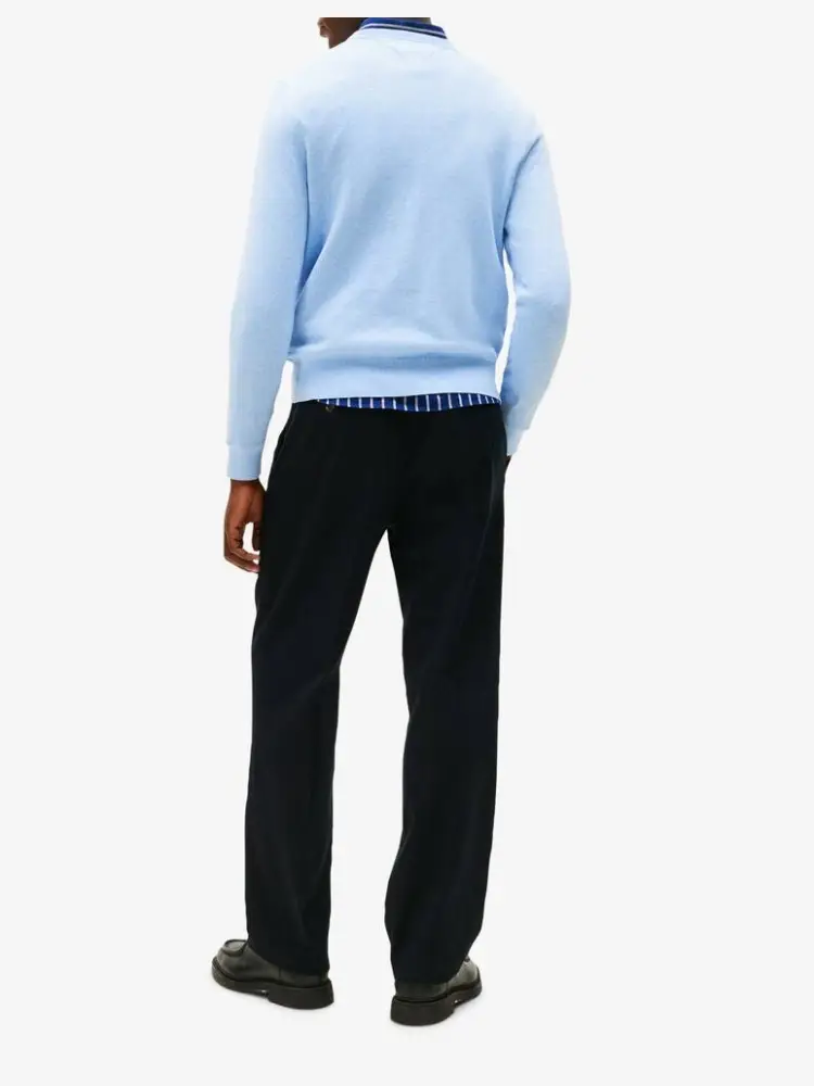 maglia celeste uomo in cotone mini logo ricamato sul petto miniatura 3