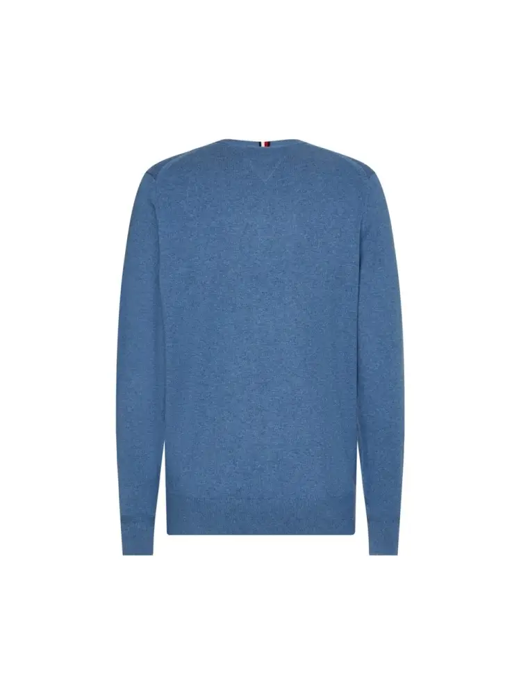 maglia celeste uomo in cotone mini logo sul petto miniatura 2