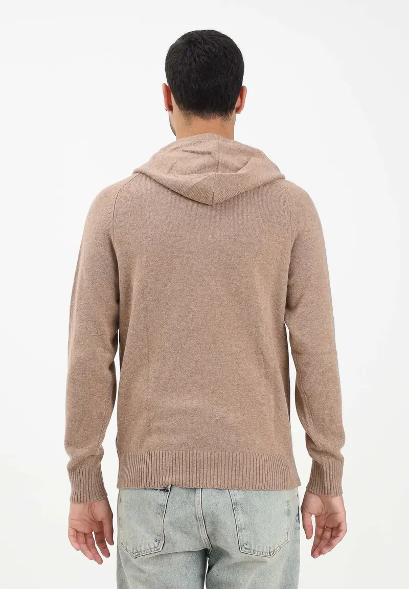 Maglia con cappuccio beige da uomo miniatura 3