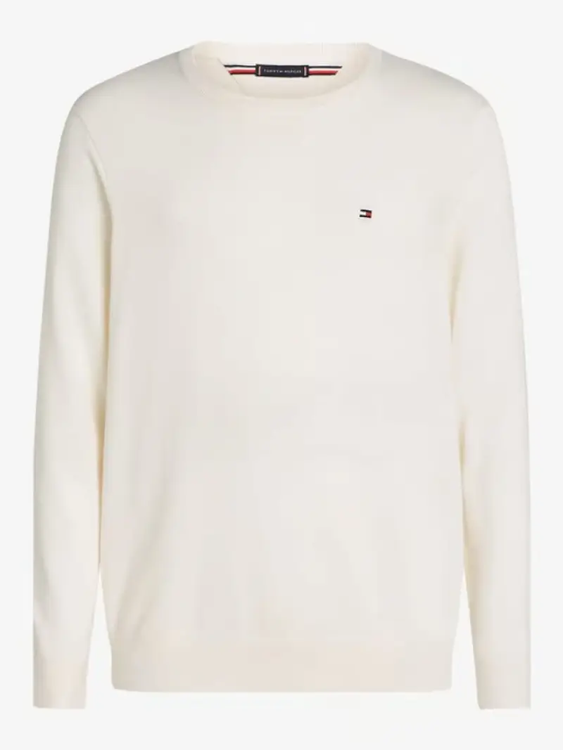 Tommy Hilfiger maglia crema uomo in cotone micro logo sul petto