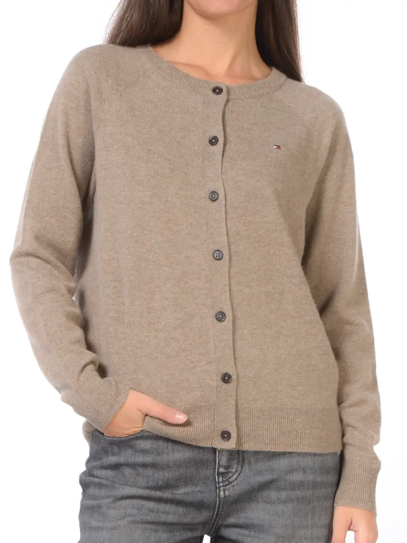 maglia da donna Tommy Hilfiger girocollo con bottoni BEIGE miniatura 2