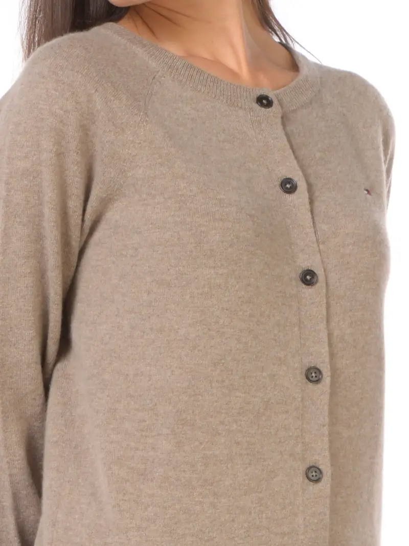 maglia da donna Tommy Hilfiger girocollo con bottoni BEIGE