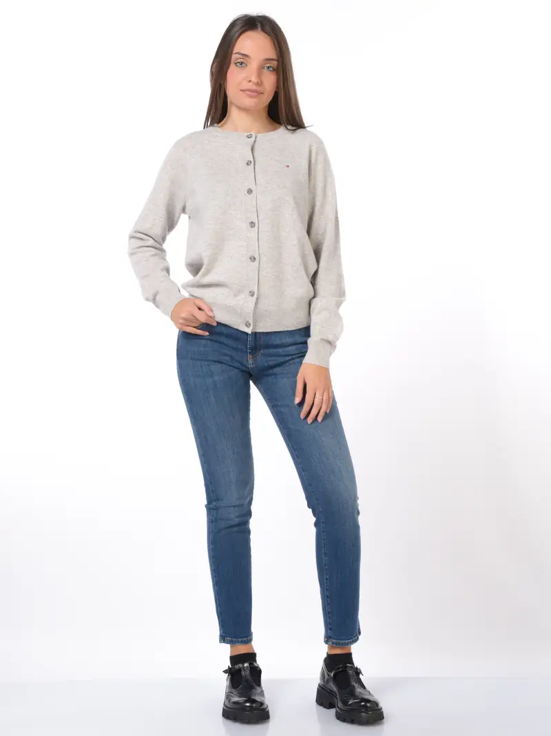 maglia da donna Tommy Hilfiger girocollo con bottoni Grigio miniatura 2