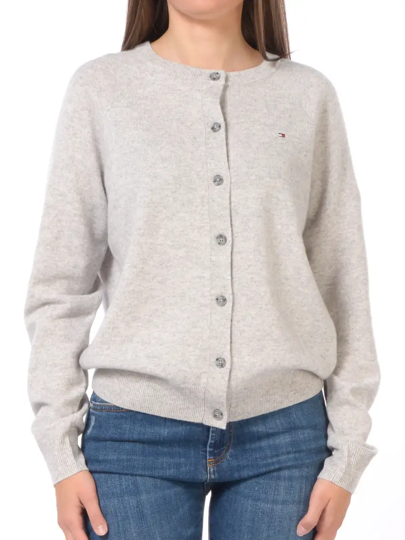 maglia da donna Tommy Hilfiger girocollo con bottoni Grigio