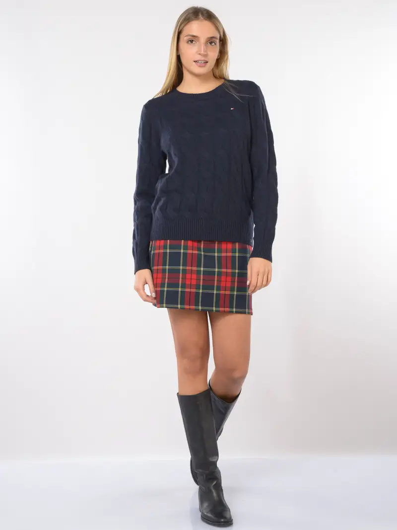 maglia da donna Tommy Hilfiger in lana a trecce Blu miniatura 2