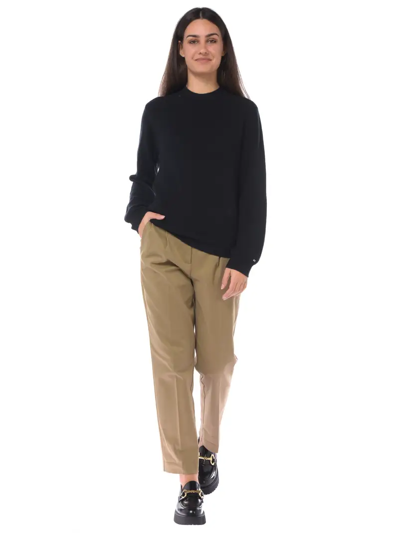 maglia da donna Tommy Hilfiger in lana con logo NERO miniatura 2