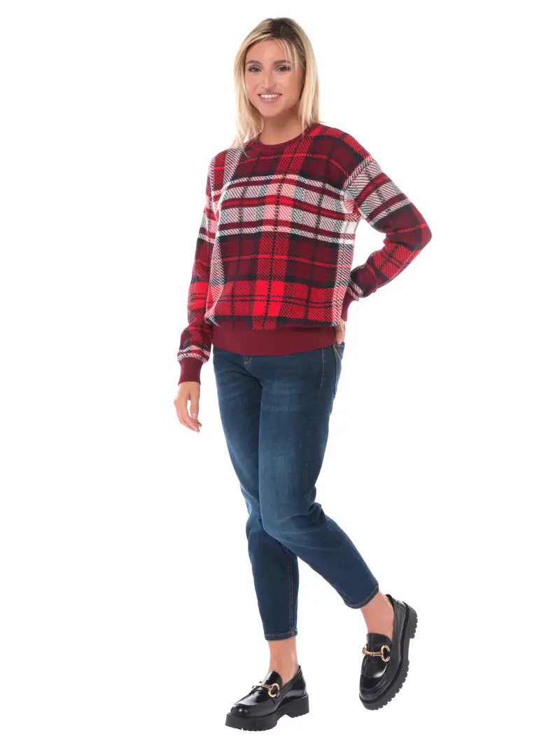 maglia da donna Tommy Hilfiger in viscosa check Rosso miniatura 2