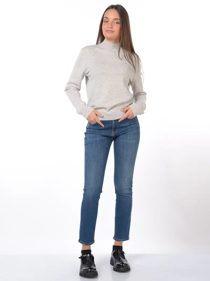 maglia da donna Tommy Hilfiger lupetto con logo Grigio miniatura 2