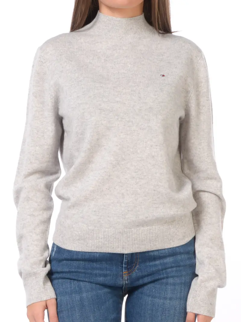 maglia da donna Tommy Hilfiger lupetto con logo Grigio