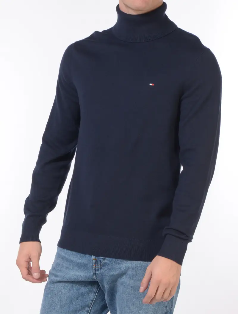 maglia da uomo Tommy Hilfiger dolcevita con logo BEIGE miniatura 2