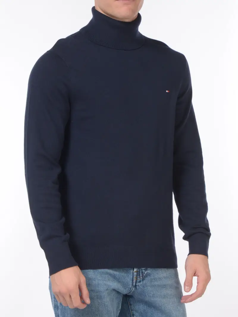maglia da uomo Tommy Hilfiger dolcevita con logo Blu