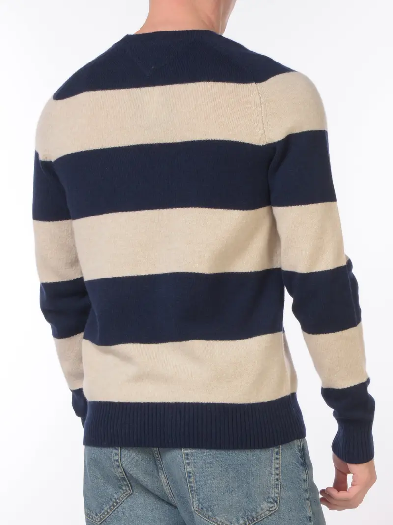 maglia da uomo Tommy Hilfiger girocollo a righe Blu miniatura 2