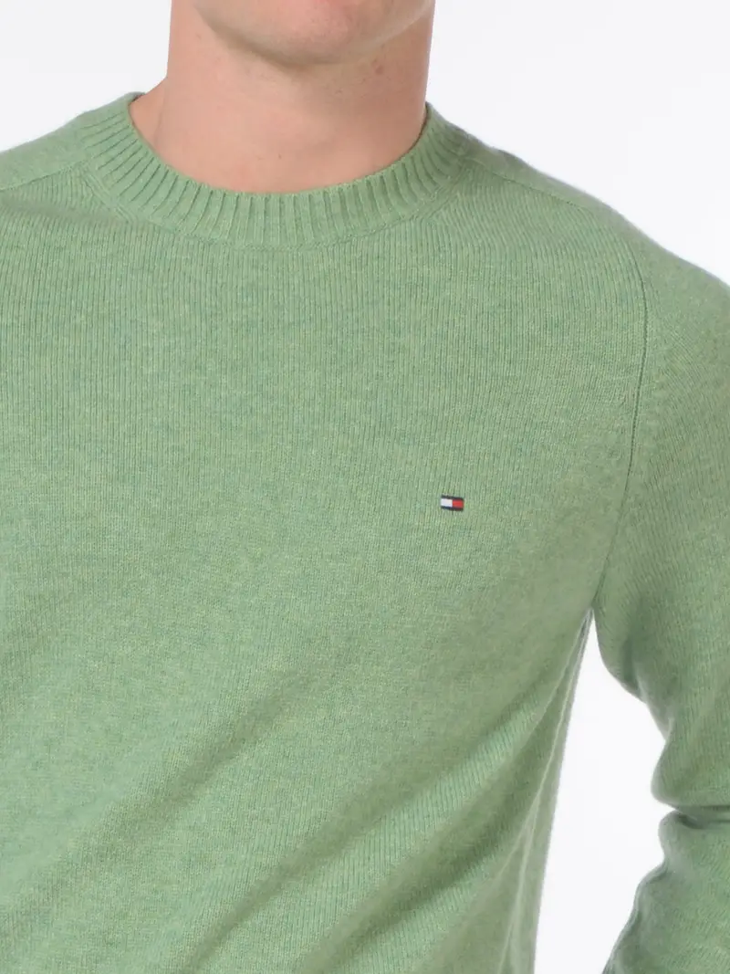 maglia da uomo Tommy Hilfiger girocollo con logo Blu miniatura 2