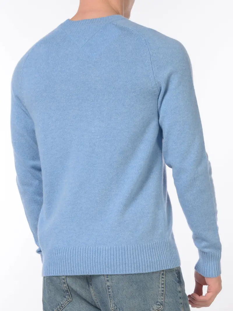 maglia da uomo Tommy Hilfiger girocollo con logo TURCHESE