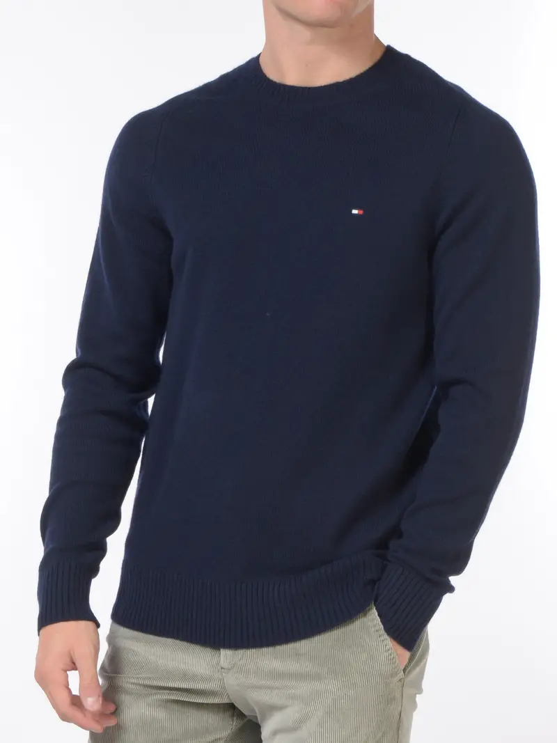 maglia da uomo Tommy Hilfiger girocollo con logo Verde miniatura 2