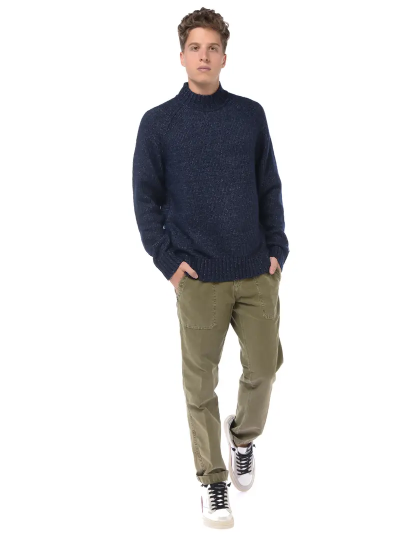 maglia da uomo Tommy Hilfiger girocollo effetto melange Blu miniatura 2