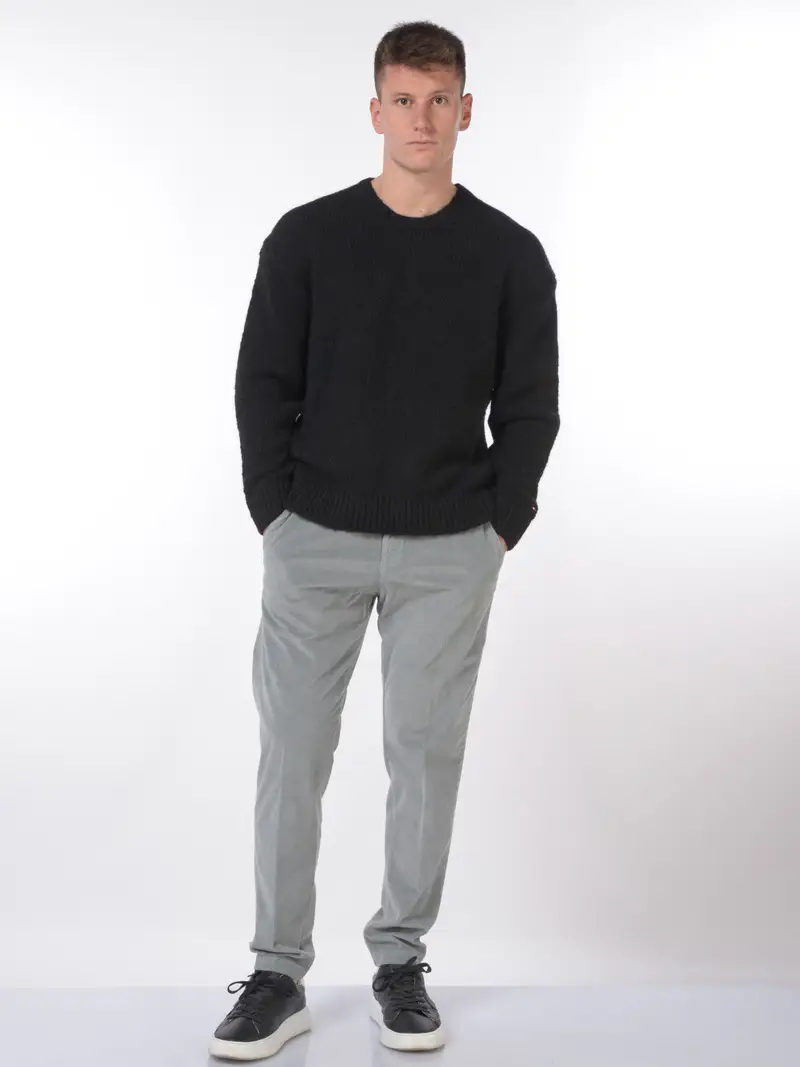 maglia da uomo Tommy Hilfiger girocollo lavorazione grossa NERO miniatura 2