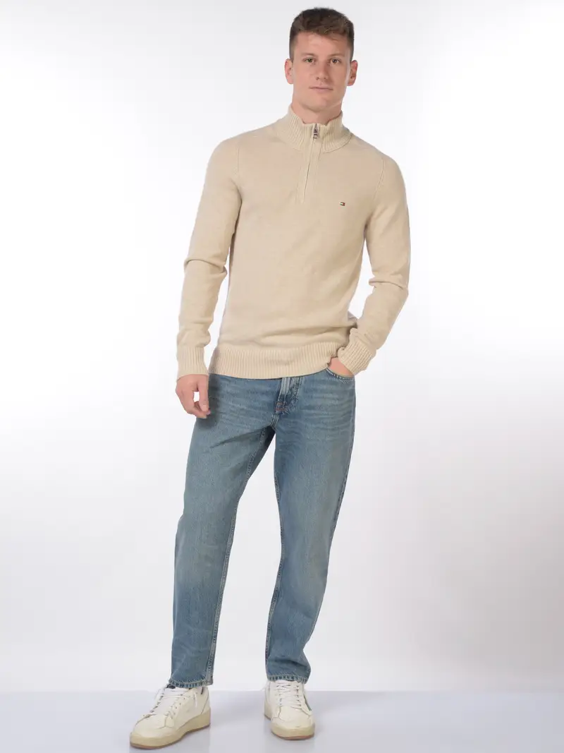 maglia da uomo Tommy Hilfiger mezza zip con logo Grigio miniatura 2