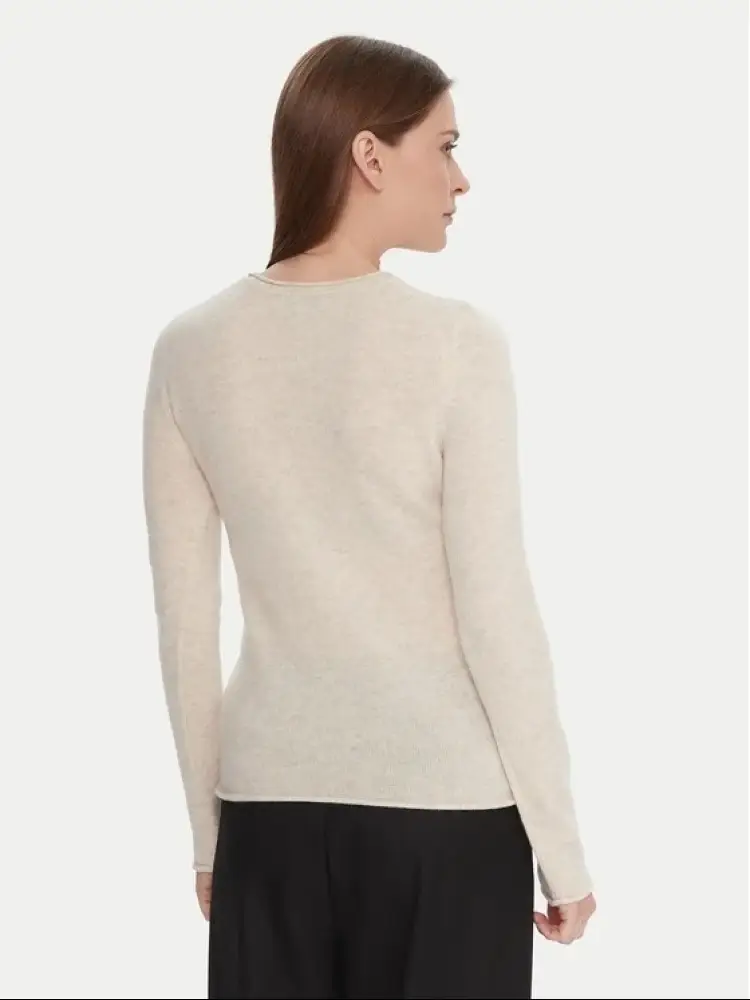 maglia ecru donna in lana mini logo sul petto miniatura 2