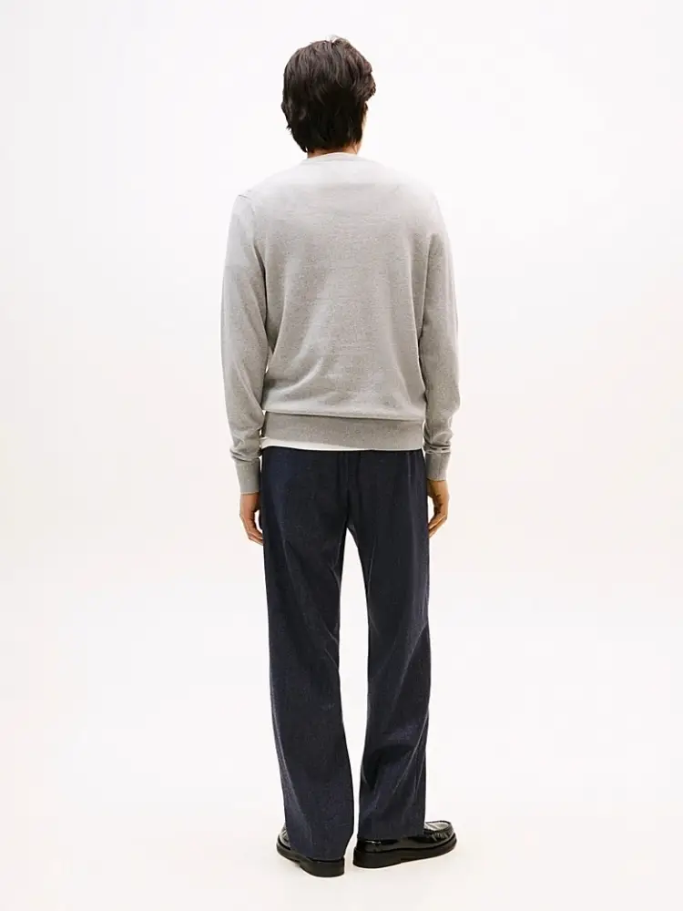 maglia grigia uomo in misto lana mini logo sul petto miniatura 2