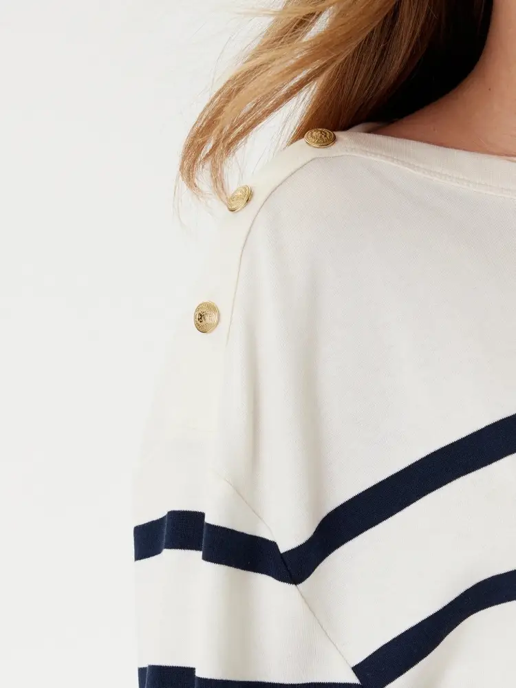 maglia multicolor donna in cotone a righe logo sul polso miniatura 3