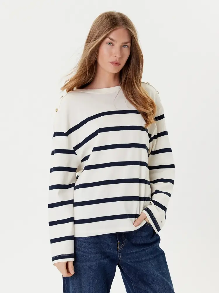 maglia multicolor donna in cotone a righe logo sul polso