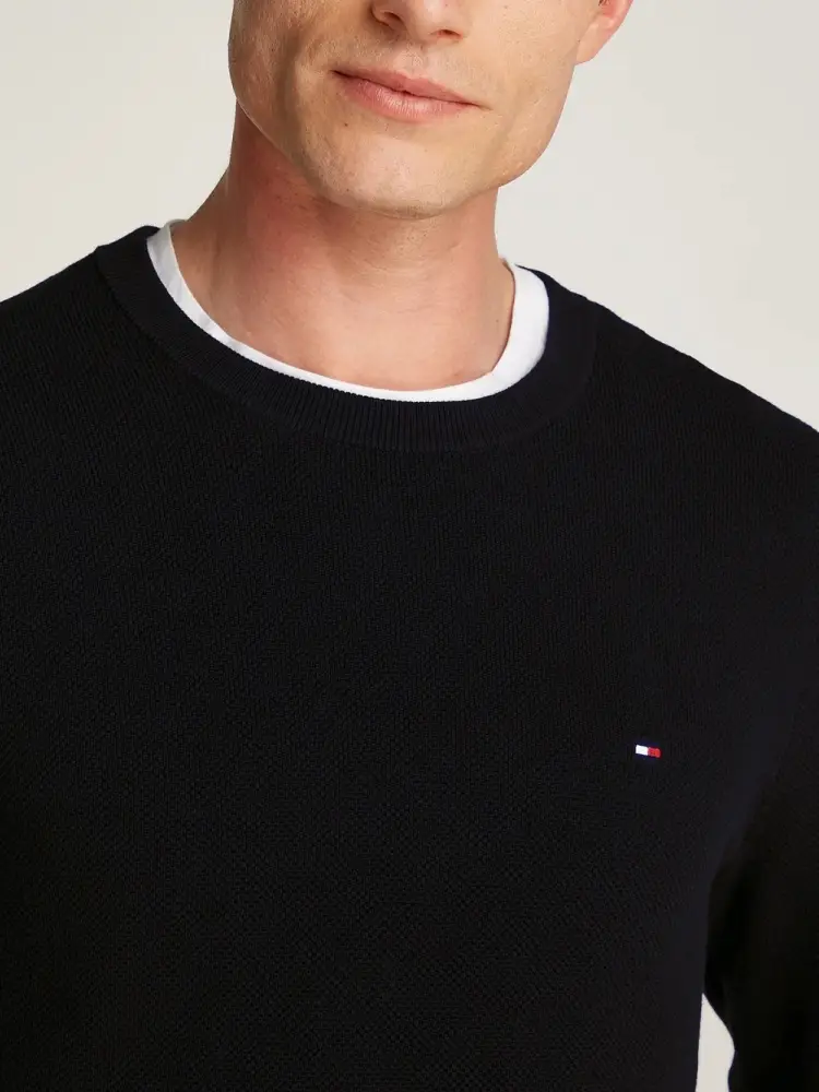 maglia nera uomo in cotone mini logo sul petto miniatura 3