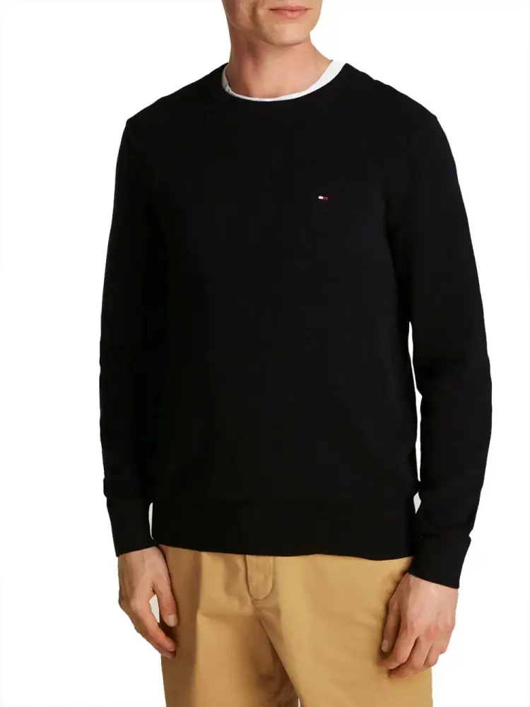 maglia nera uomo in cotone mini logo sul petto