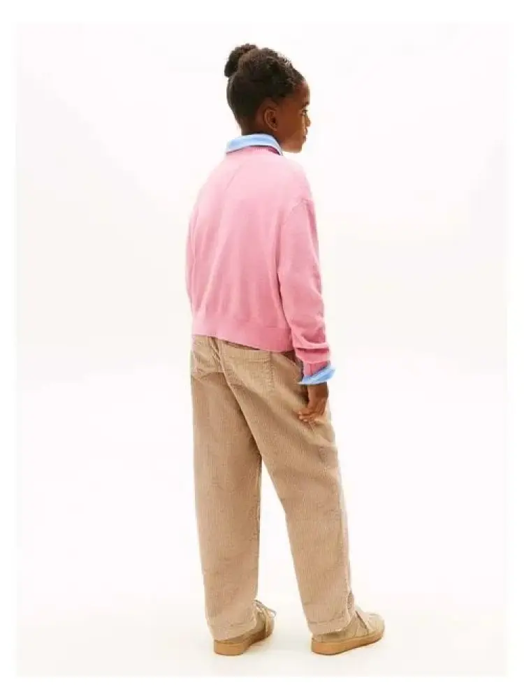 maglia rosa bambina in cotone logo sul davanti miniatura 2