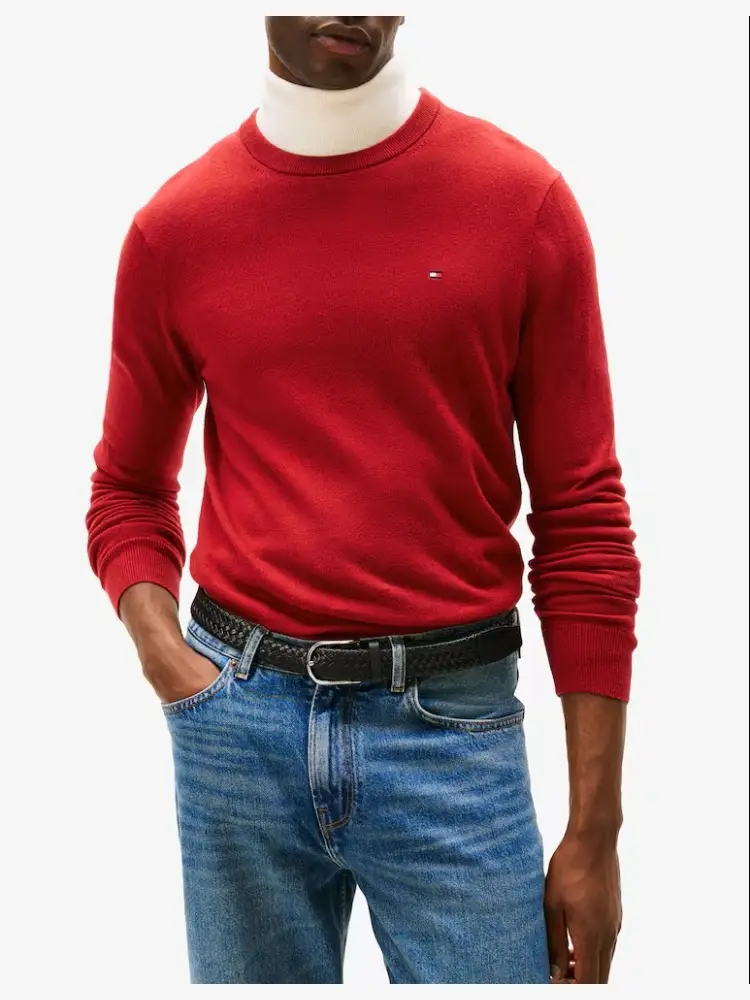 maglia rossa uomo in cotone mini logo sul petto