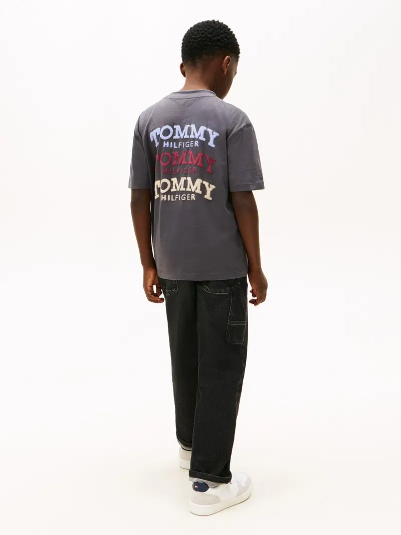 Maglietta beige chiaro / blu pastello / grigio scuro / rosso ciliegia miniatura 3