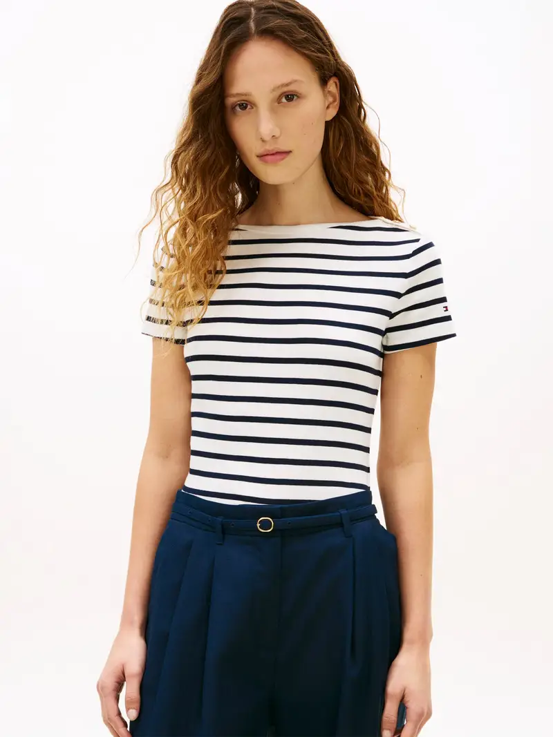 Maglietta blu notte / bianco miniatura 2