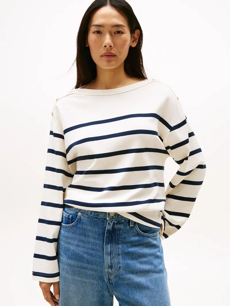 Maglietta navy / bianco lana miniatura 2