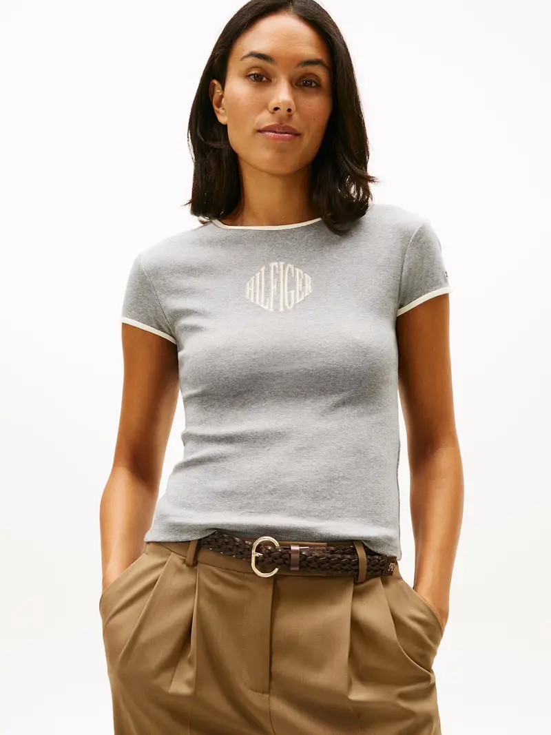 Maglietta 'RINGER' beige / grigio / bianco miniatura 2