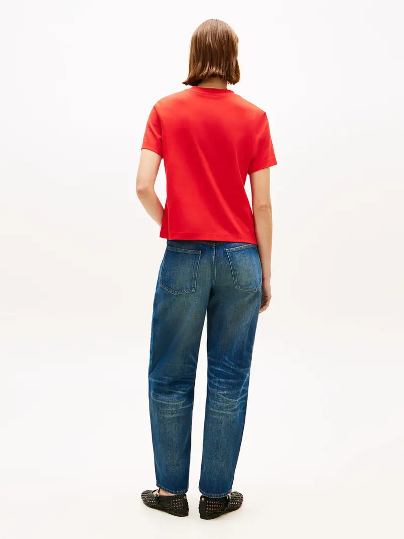 Tommy Hilfiger Maglietta Donna Rosso Arancione e Bianco miniatura 3