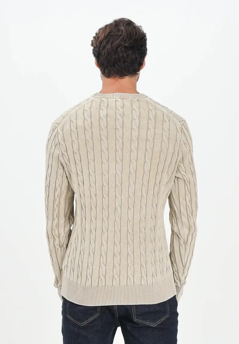 Maglioncino girocollo beige da uomo miniatura 3