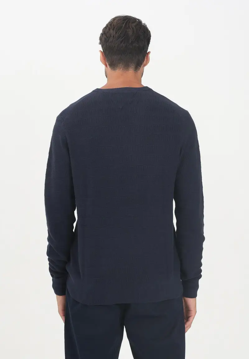 TOMMY HILFIGER Maglioncino girocollo blu da uomo a righe multidirezionali miniatura 2