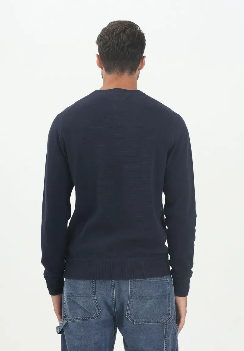 TOMMY HILFIGER Maglioncino girocollo blu da uomo con logo miniatura 2