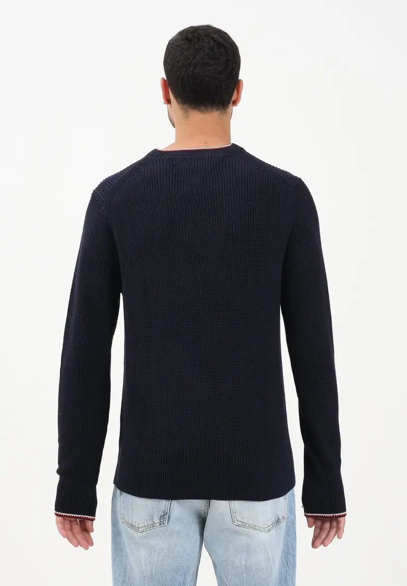 Maglioncino girocollo blu da uomo miniatura 3