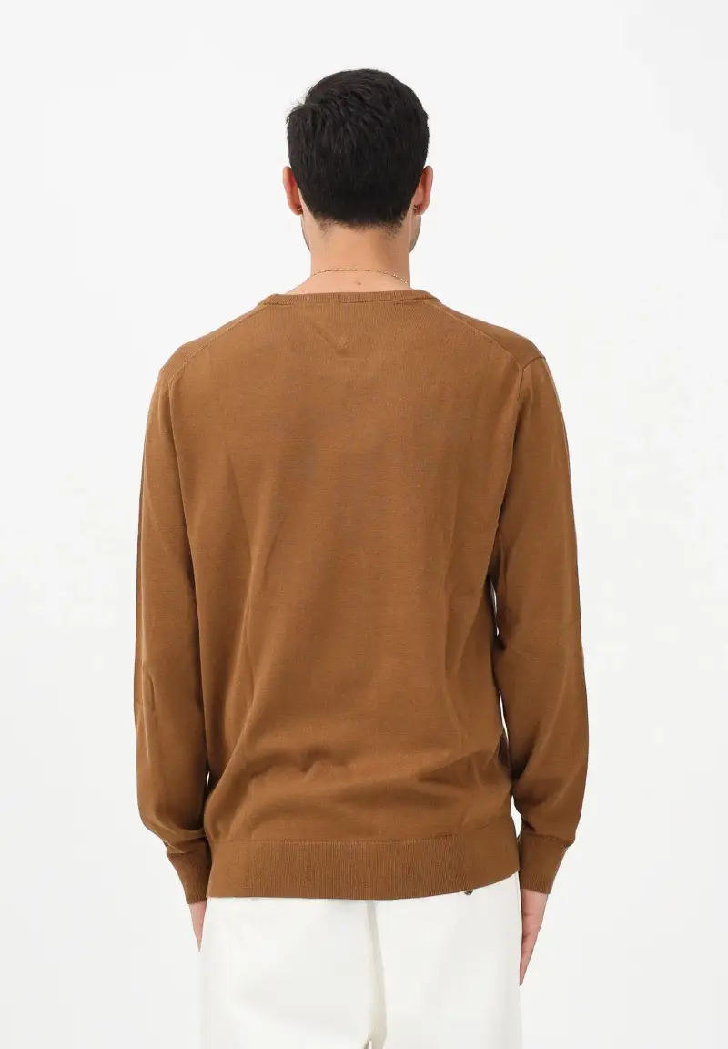 Maglioncino girocollo khaki da uomo con logo miniatura 3