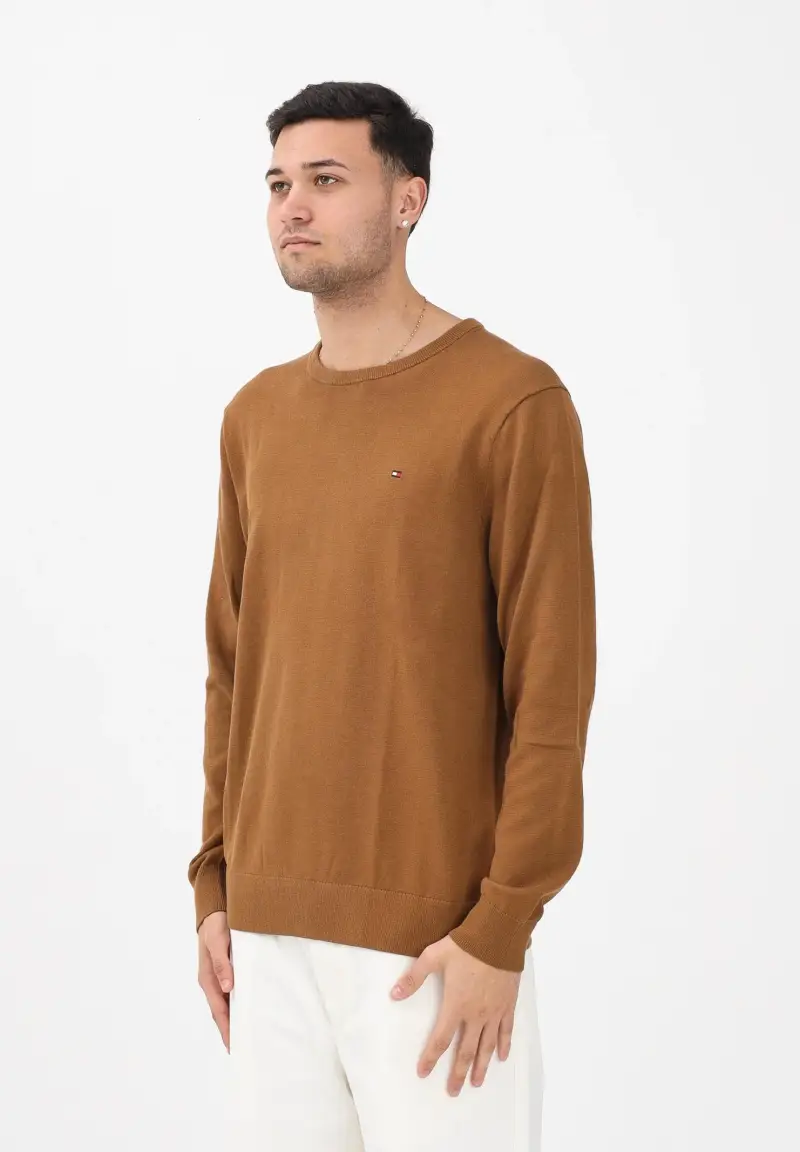 Maglioncino girocollo khaki da uomo con logo