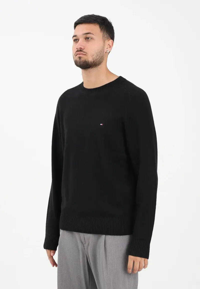 Maglioncino girocollo nero da uomo