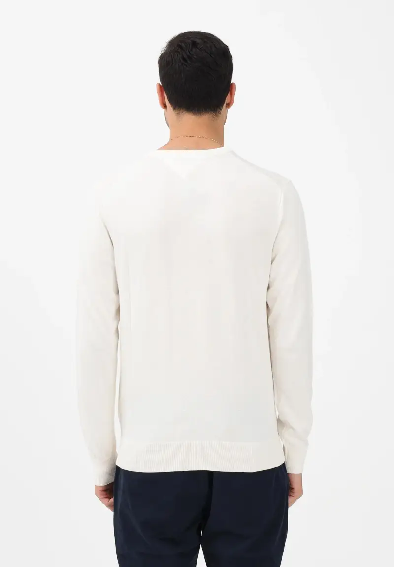 Maglioncino girocollo panna da uomo con logo miniatura 3