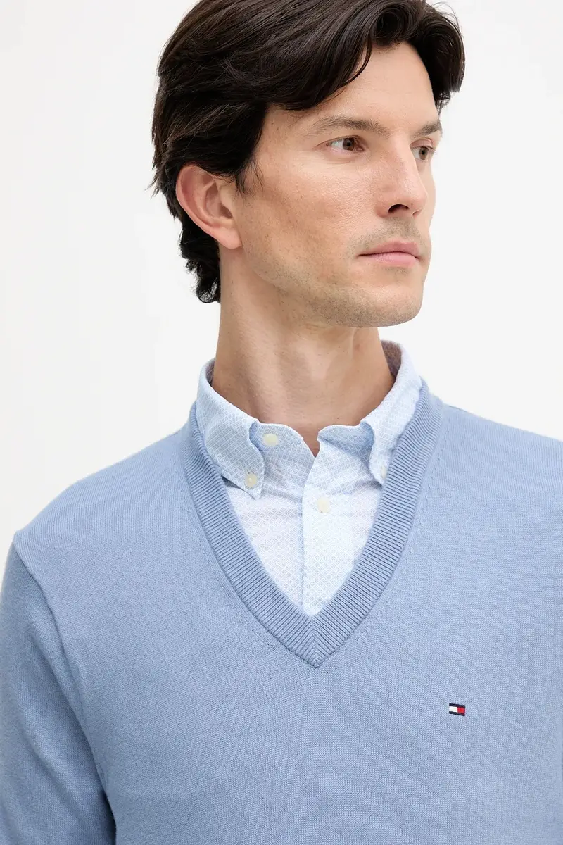 maglione con aggiunta di cachemire colore blu MW0MW28047 miniatura 4