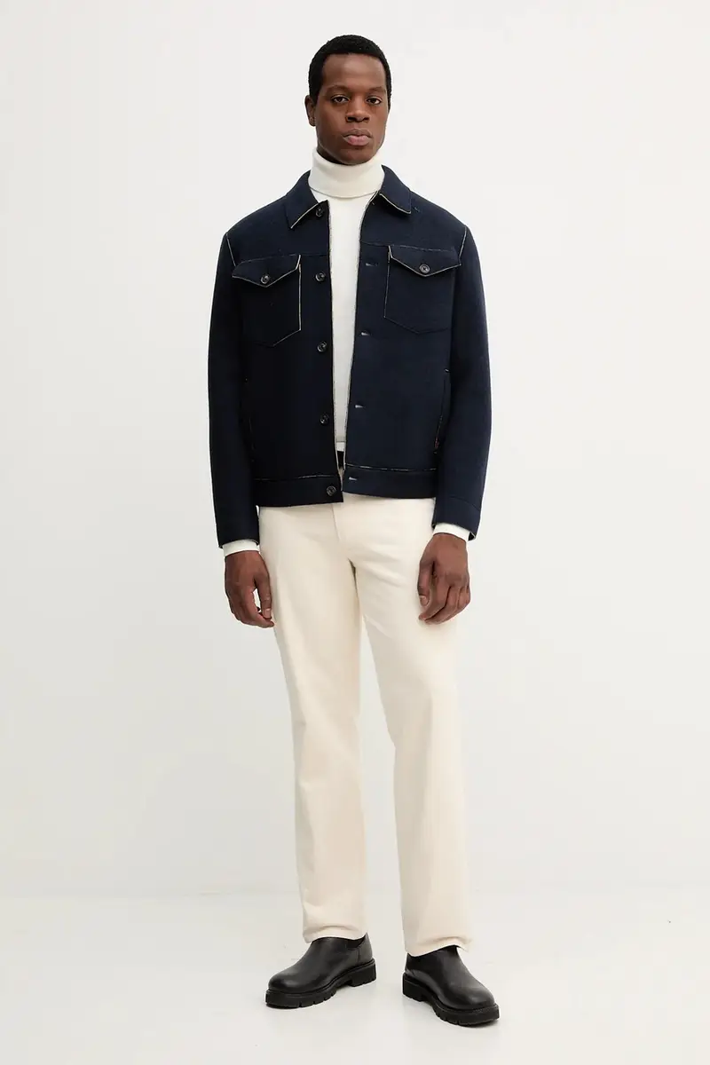 maglione con aggiunta di cachemire colore blu navy MW0MW28048 Beige miniatura 2