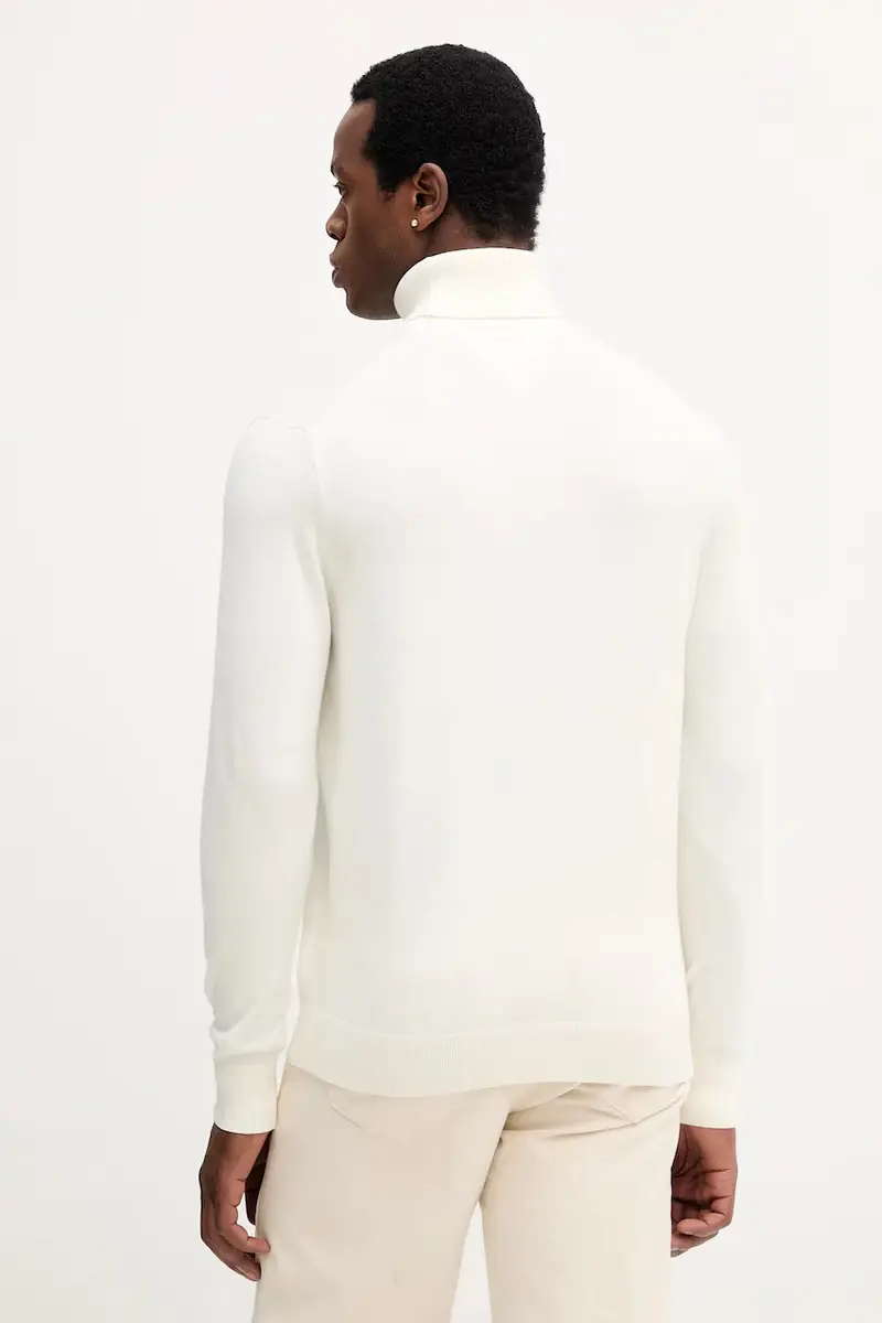 maglione con aggiunta di cachemire colore blu navy MW0MW28048 Beige miniatura 3