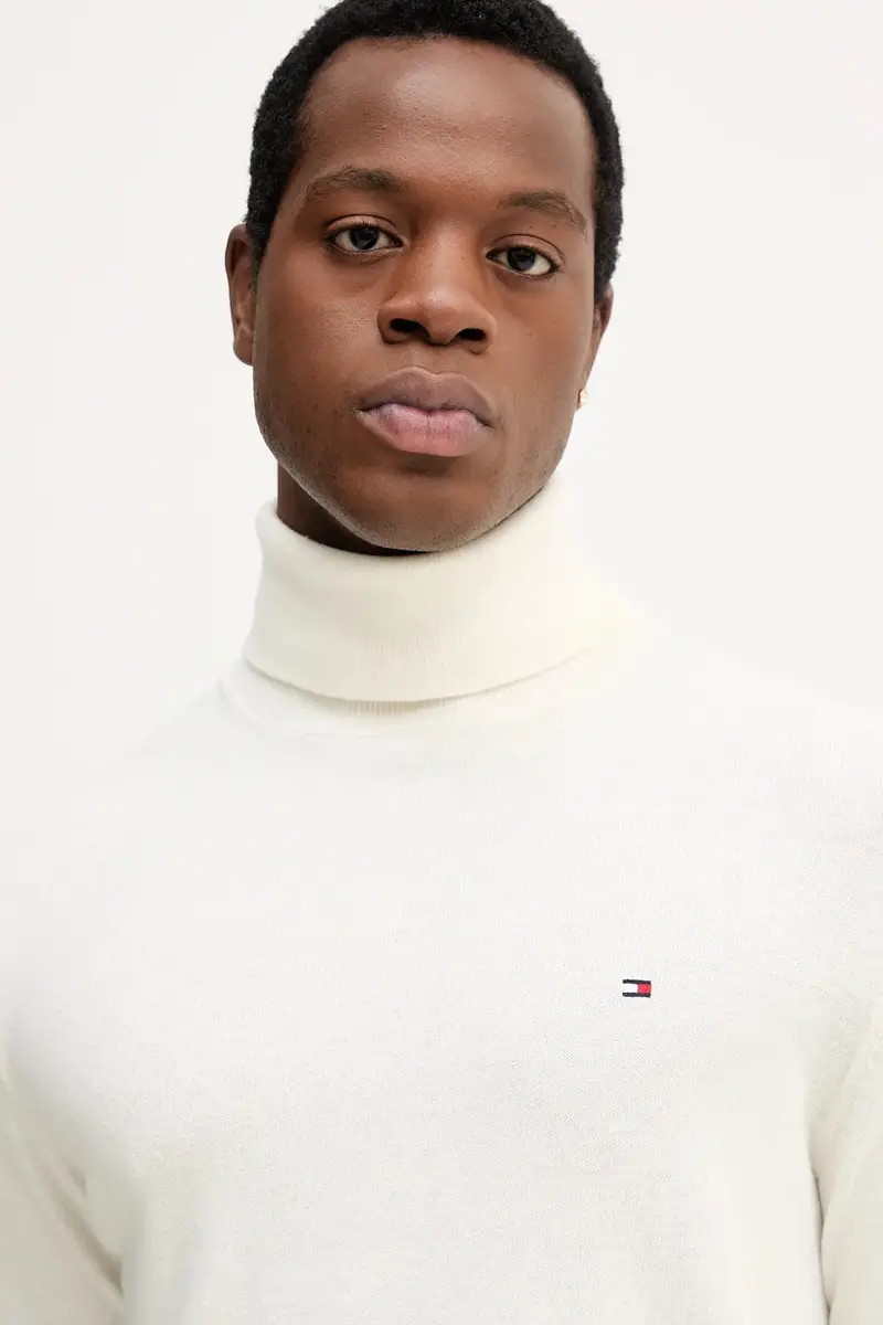 maglione con aggiunta di cachemire colore blu navy MW0MW28048 Beige miniatura 4