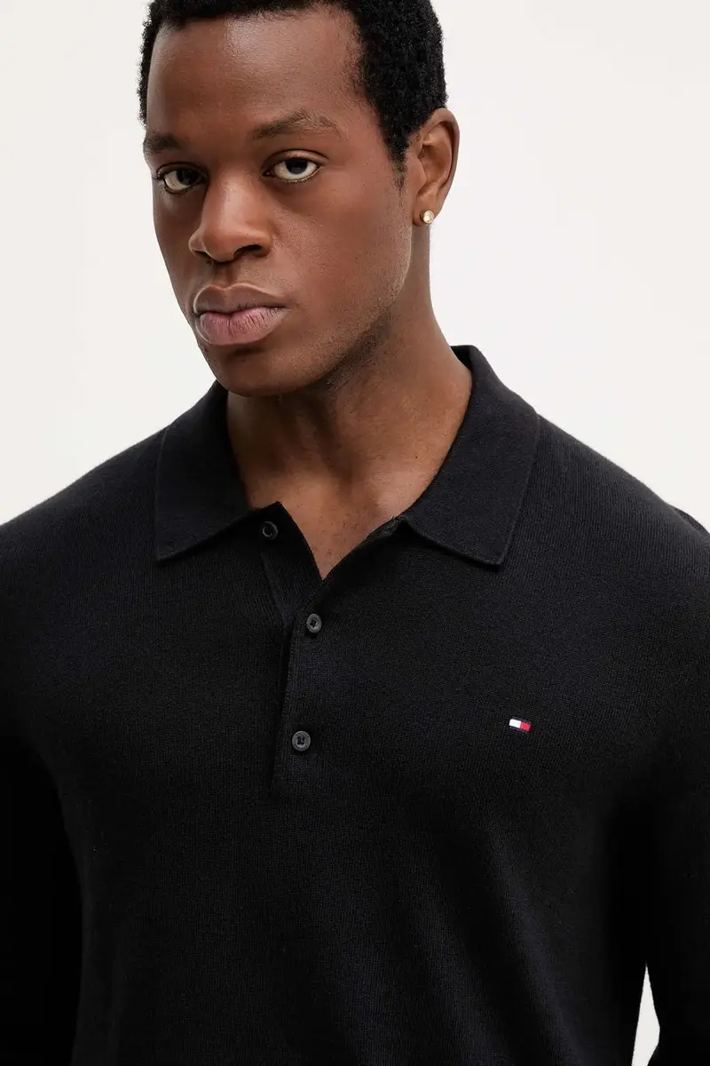 maglione con aggiunta di cachemire colore blu navy MW0MW36519 Nero miniatura 4