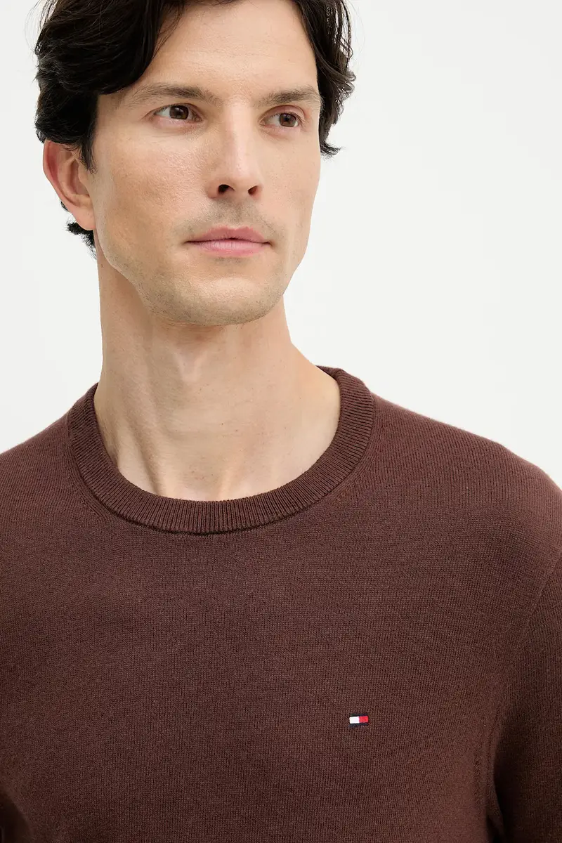 maglione con aggiunta di cachemire colore granata MW0MW28046 Marrone miniatura 4